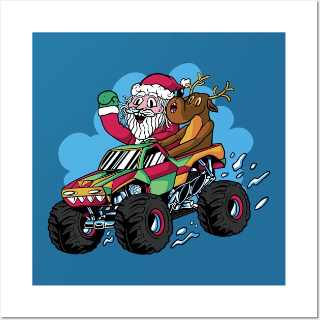 Ready to Crush Christmas // Santa Monster Truck Xmas Wall Art by SLAG_Creative